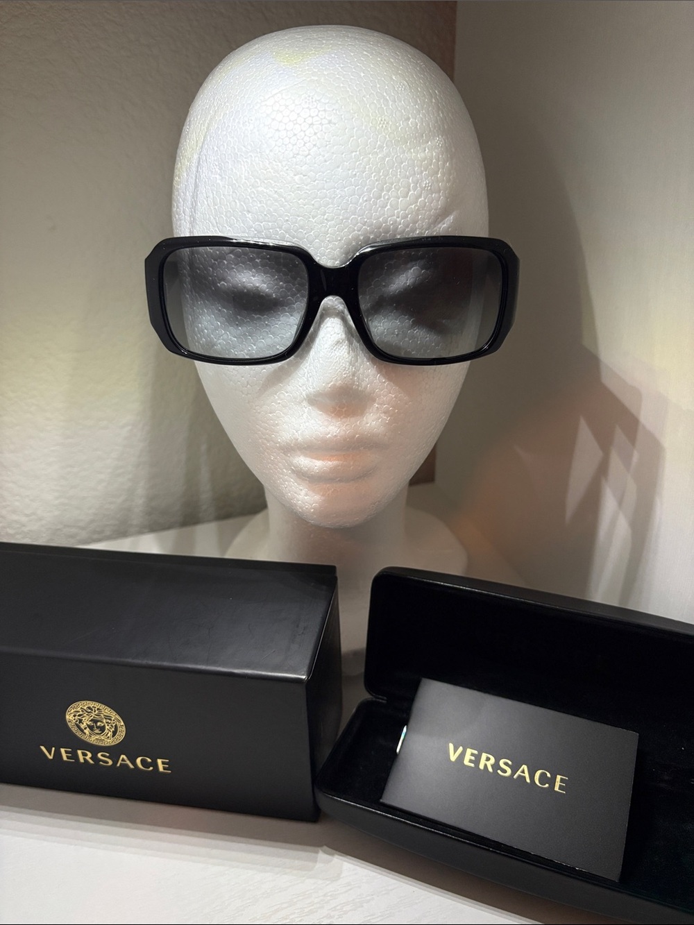 Authentic Versace Black Oversized Square Women's Sunglasses